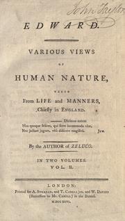 Cover of: Edward: various views of human nature, taken from life and manners, chiefly in England