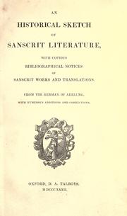 Cover of: historical sketch of Sanscrit literature: with copious bibliographical notices of Sanscrit works and translations.