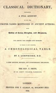 Cover of: A classical dictionary by John Lemprière