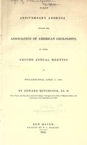 First anniversary address before the Association of American Geologists by Hitchcock, Edward