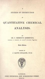 Anleitung zur quantitativen chemischen Analyse by Fresenius, C. Remigius