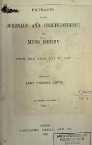 Cover of: Extracts of the journals and correspondence from the year 1783 to 1852