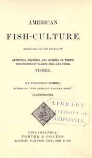Cover of: American fish-culture by Thaddeus Norris