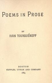 Cover of: Poems in Prose by Ivan Sergeevich Turgenev, Ivan Sergeevich Turgenev