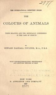 Cover of: colours of animals: their meaning and use, especially considered in the case of insects