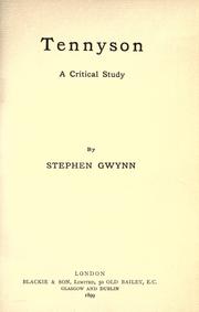 Cover of: Tennyson: a critical study