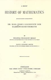 Cover of: A brief history of mathematics by Karl Fink