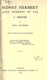 Cover of: Sidney Herbert, Lord Herbert of Lea by Stanmore, Arthur Hamilton-Gordon Baron