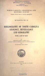 Cover of: Bibliography of North Carolina geology, mineralogy and geography: with a list of maps