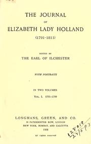 Cover of: journal of Elizabeth lady Holland (1791-1811)