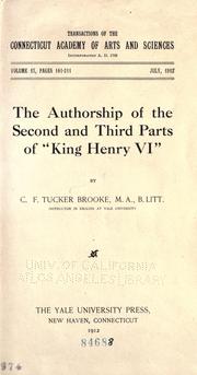 Cover of: authorship of the second and third parts of "King Henry VI"