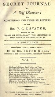 Cover of: Secret journal of a self-observer by Johann Caspar Lavater, Johann Caspar Lavater