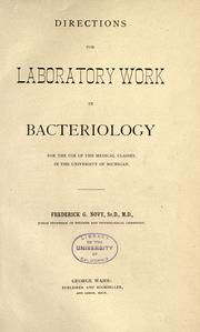 Cover of: Directions for laboratory work in bacteriology ... by Novy, Frederick George