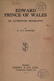 Cover of: Edward Prince of Wales by G. Ivy Sanders