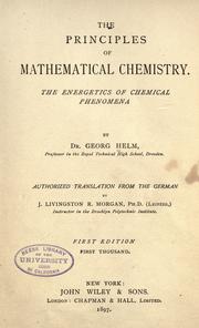 Cover of: The principles of mathematical chemistry: the energetics of chemical phenomena