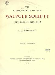 Cover of: The volume of the Walpole Society. by Walpole Society (Great Britain)