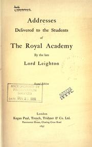Cover of: Addresses delivered to the students of the Royal Academy