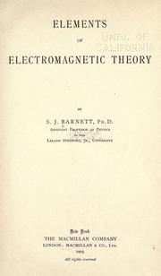 Cover of: Elements of electromagnetic theory