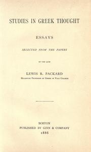 Cover of: Studies in Greek thought by Lewis Richard Packard