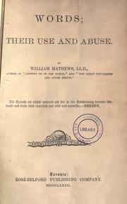 Cover of: Words; their use and abuse