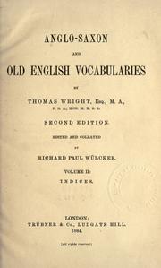 Cover of: Anglo-Saxon and Old English vocabularies by Thomas Wright
