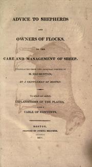 Cover of: Advice to shepherds and owners of flocks on the care and management of sheep.