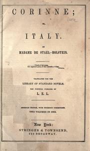 Cover of: Corinne, or, Italy