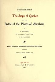 Cover of: The siege of Quebec and the battle of the Plains of Abraham by Doughty, Arthur G. Sir, George W. Parmelee, Doughty, Arthur G. Sir