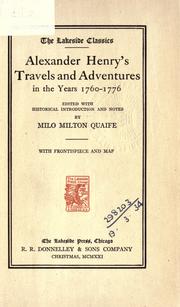 Cover of: Alexander Henry's Travels and adventures in the years 1760-1776 by Henry, Alexander