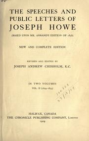 Cover of: Speeches and public letters. by Joseph Howe, Joseph Howe