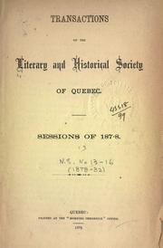 Transactions of the Literary and Historical Society of Quebec