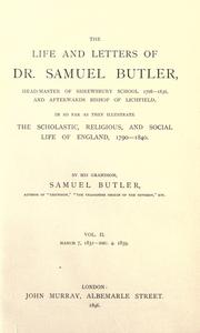 Cover of: The life and letters of Dr. Samuel Butler by Samuel Butler