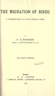 The migration of birds by F          B. Whitlock