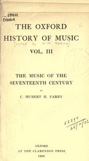 Cover of: The Oxford history of Music. by 