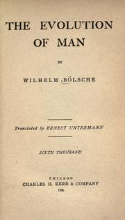 Cover of: The evolution of man by Wilhelm Bölsche