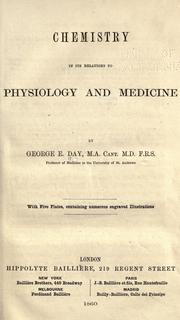 Cover of: Chemistry in its relations to physiology and medicine