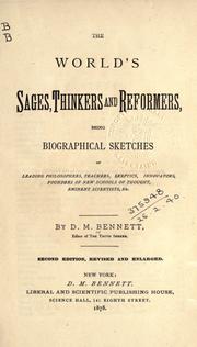 Cover of: worlds sages, thinkers and reformers: being biographical sketches...