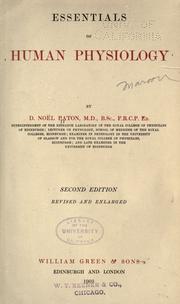 Cover of: Essentials of human physiology by Diarmid Noël Paton