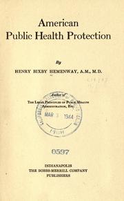 Cover of: American public health protection by Henry Bixby Hemenway