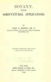 Cover of: Botany, with agricultural applications by John Nathan Martin