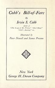 Cover of: Cobb's bill-of-fare by Irvin S. Cobb, Irvin S. Cobb