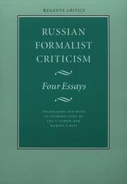 Cover of: Russian Formalist Criticism: Four Essays (Regents Critics Ser)