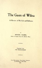 Cover of: The gaon of Wilna by Mendel Silber