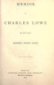 Cover of: Memoir of Charles Lowe
