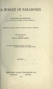 Cover of: A budget of paradoxes by Augustus De Morgan