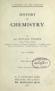 Cover of: History of chemistry by Thorpe, T. E. Sir