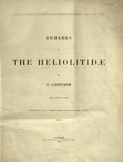 Cover of: Remarks on the Heliolitidae.