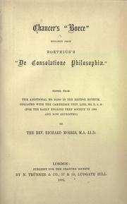 Cover of: Chaucer's 'Boece' Englisht from "Anicii Manlii Severini Boethii Philosophiæ consolationis libri quinque."