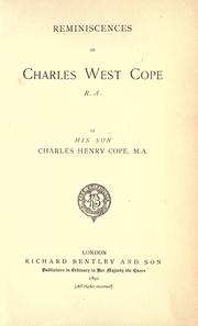 Cover of: Reminiscences of Charles West Cope, R. A. by Charles West Cope