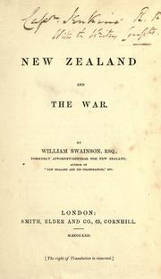 New Zealand and the war by Swainson, William
